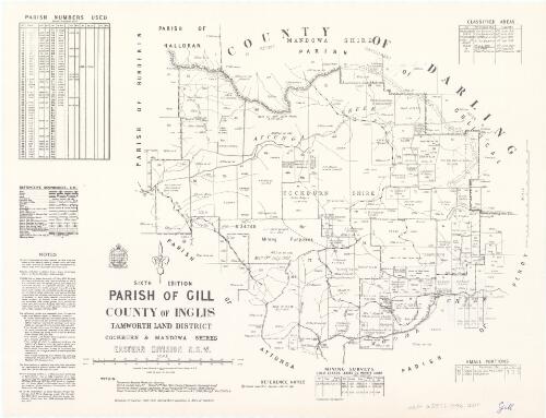 Parish of Gill, County of Inglis [cartographic material] : Tamworth Land District, Cockburn & Mandowa Shires, Eastern Division N.S.W. / compiled, drawn & printed at the Department of Lands, Sydney, N.S.W