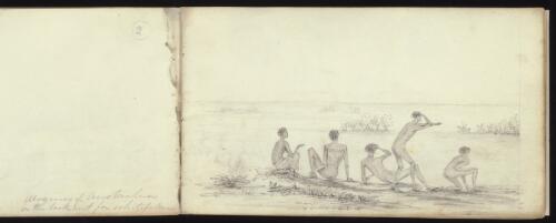 Aboriginal Australians watching men on horses, southeastern Queensland, 1843 / Thomas Domville Taylor