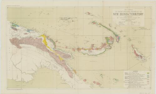 Map showing the salient geological features of the New Guinea Territory (mandated) [cartographic material] / by Evan R. Stanley ; drawn by Home and Territories Department, Lands and Survey Branch