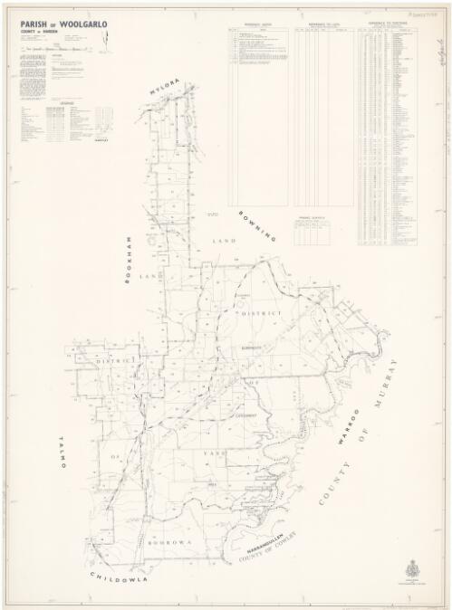 Parish of Woolgarlo, County of Harden [cartographic material] : Land Districts, Boorowa & Yass, Shire, Goodradigbee, Pastures Protection District, Yass