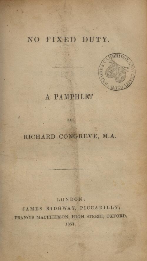 No fixed duty : a pamphlet / Richard Congreve