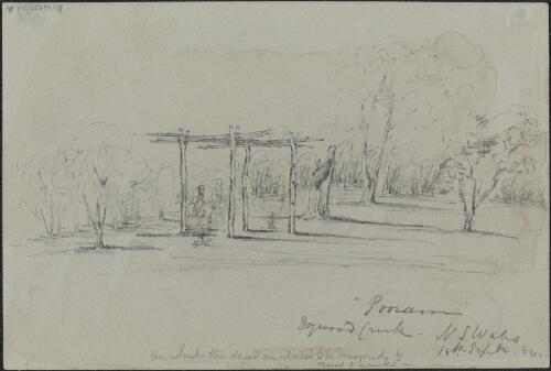 Aboriginal mortuary platform, Dogwood Creek, Queensland, 16 September 1845 / Thomas Domville Taylor