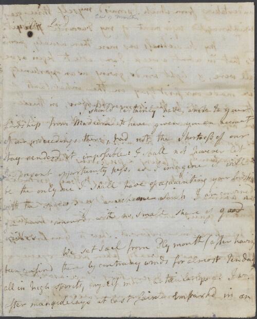 Letter of Sir Joseph Banks to Lord Morton, Rio de Janeiro, 1768 Dec. 1. [manuscript]
