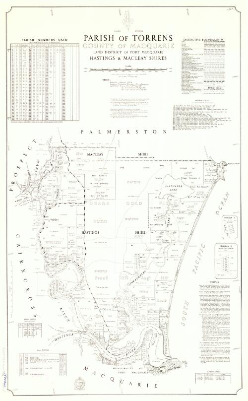 Parish of Torrens, County of Macquarie [cartographic material] : Land District of Port Macquarie, Hastings & Macleay Shires / compiled, drawn & printed at the Department of Lands, Sydney, N.S.W