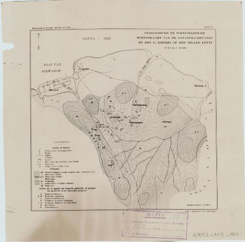 Geologische en topografische schetskaart van de Javanoea-Heuvels en den G. Emderi op het eiland Letti