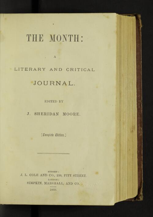 The Month : a literary and critical journal