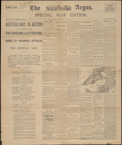 The Argus : special war edition, Melbourne, Saturday, May 1, 1915
