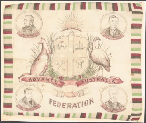 Advance Australia, federation [realia] : [souvenir handkerchief of Australian Federation]