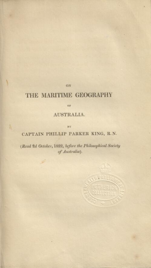 On the maritime geography of Australia / by Phillip Parker King