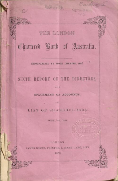 Report of the directors  / London Chartered Bank of Australia