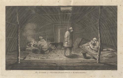 The inside of a winter habitation in Kamtschatka [picture] / J. Webber del.; W. Sharp sculp