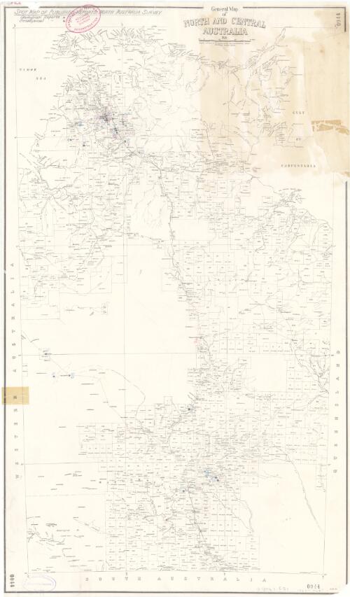 Spot map of published reports North Australian survey [Northern Territory] [cartographic material] : [on base map] General map of North and Central Australia