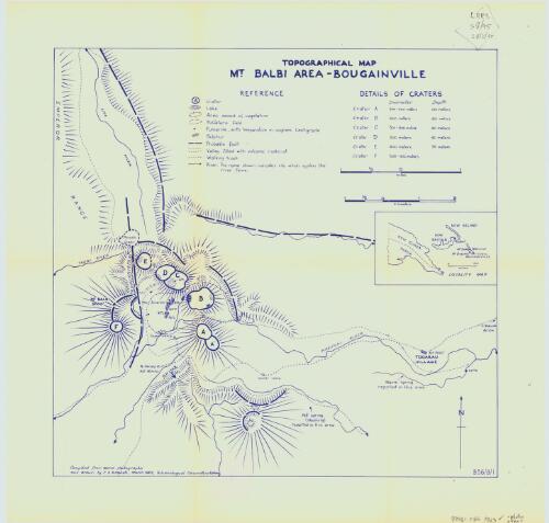 Topographical map Mt. Balbi area - Bougainville [cartographic material] / compiled from aerial photographs and drawn by C.D. Branch, March 1963, Vulcanological Observatory, Rabaul
