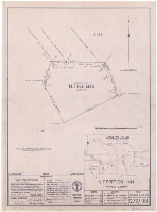 [Northern Territory cadastral map]. N.T. portion 1444, Oenpelli locality [cartographic material] / Northern Territory Administration, Lands and Survey Branch