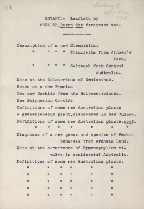 [Botany leaflets] / Ferdinand von Mueller