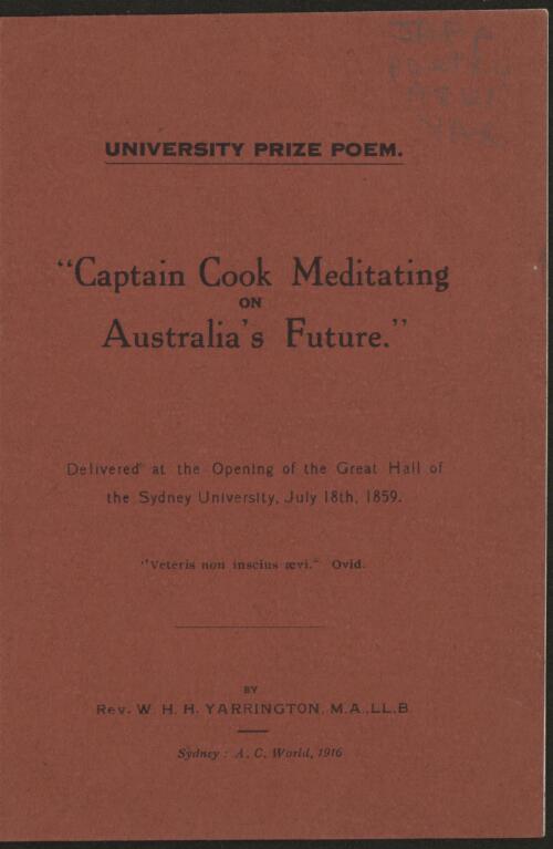 Captain Cook meditating on Australia's future / by W. H.H. Yarrington