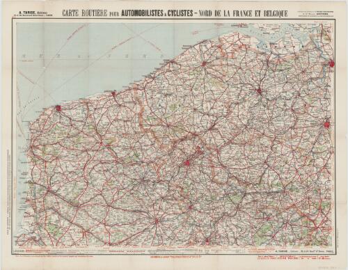 Carte routière pour automobilistes & cyclistes : nord de la France et Belgique / gravé et imprimé par Charaire à Sceaux