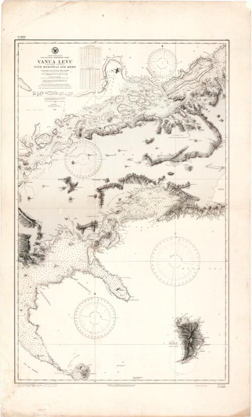 Vanua Levu (central portion) with Makongi and Koro, Fiji Islands, northern part, South Pacific Ocean [cartographic material] : from British surveys between 1880 and 1895 / Hydrographic Office, U.S. Navy