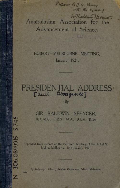 Presidential address / by Baldwin Spencer