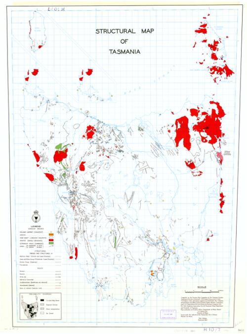 Structural map of Tasmania [cartographic material] : issued under the authority of the Minister for Mines