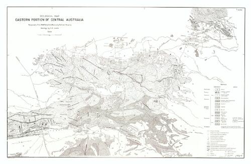 Geological map eastern portion of Central Australia [cartographic material] / topography from RAAF Airphoto mosaics by National Mapping ; geology by G.F. Joklik