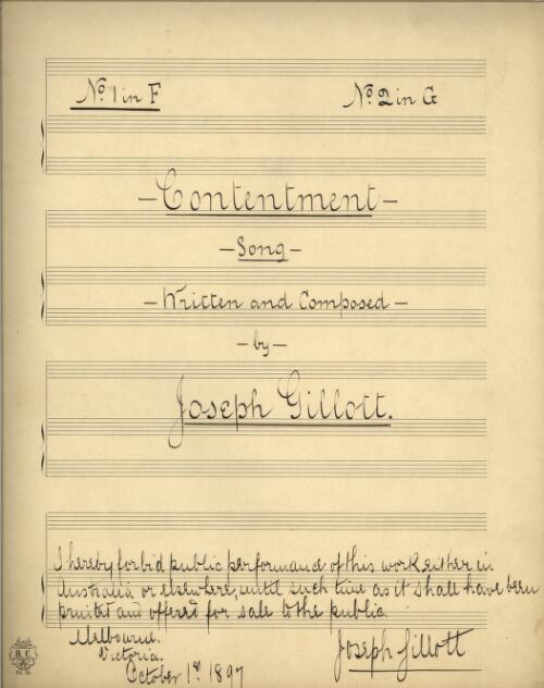 Contentment : song  / written and composed by Joseph Gillott