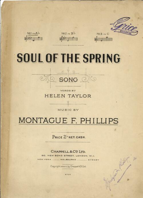 Soul of the spring : song / words by Helen Taylor ; music by Montague F. Phillips