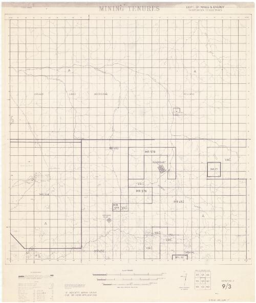 Mining tenures, 1:100 000. 9/3, Oenpelli [cartographic material] / Dept. of Mines & Energy, Northern Territory