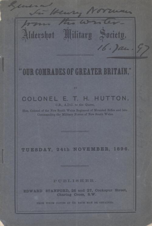 Our comrades of Greater Britain / by E.T.H. Hutton