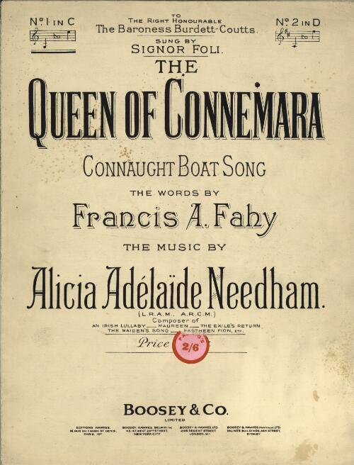 The Queen of Connemara : Connaught boat song  / the words by Francis A. Fahy ; the music by Alicia Adélaïde Needham