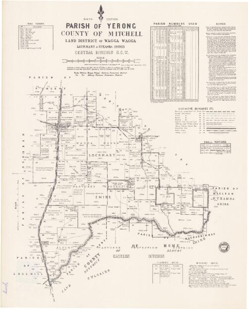 Parish of Yerong, County of Mitchell, Land District of Wagga Wagga, Lockhart & Kyeamba Shires, Central Division, N.S.W. [cartographic material] / compiled, drawn and printed at the Dept. of Lands, Sydney, N.S.W