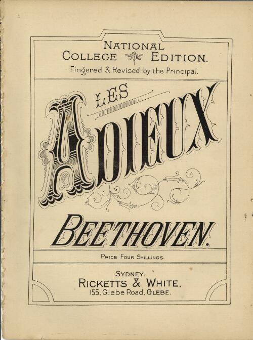 Les adieux [music] / Beethoven ; fingered & revised by the Principal