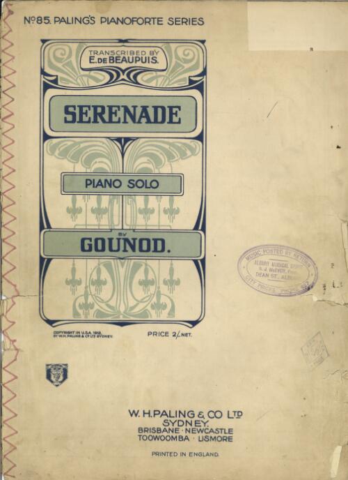 Serenade [music] : piano solo / by Gounod ; transcribed by E. de Beaupuis