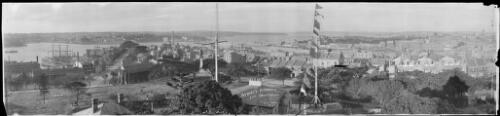 Panoramic view of the harbour from Sydney Observatory, Sydney, approximately 1908 / Kerry & Co