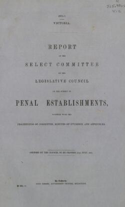 Report of the select committee of the Legislative Council on the ...