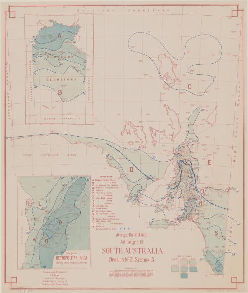 Average rainfall map and isohyets of South Australia, Division no. 2, Section 3 [cartographic material] / compiled under the direction of H.A. Hunt, Commonwealth Meteorologist published by the Authority of the Minister of Home Affairs