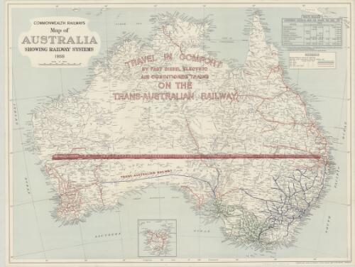 Commonwealth Railways map of Australia showing railway systems 1959 / compiled and drawn by Property & Survey Branch, Dept. of the Interior, Canberra