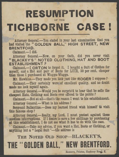 Resumption of the Tichborne case!