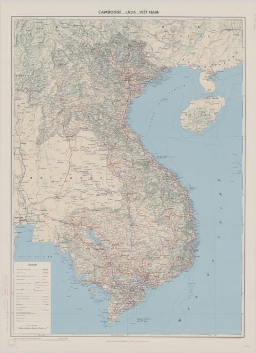 Cambodge, Laos, Viêt Nam / dressé, dessiné et publié par l'Institut géographique national en 1945 ; revisé par le Service géographique d'Indochine en 1948 et en 1953 ; mise à jour partielle en 1966 par l'Institut géographique national