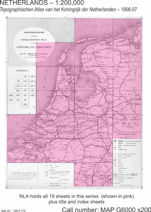 Atlas van het Koninkrijk der Nederlanden : op de schaal van 1:200.000, vervaardigd volgens de topographische en militaire kaart aan de Topografische Inrichting Te's gravenhage / Topographische Inrichting