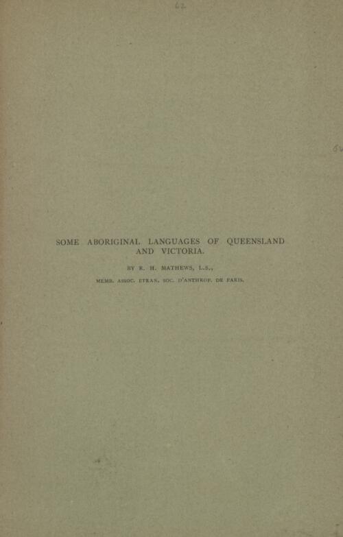 Some aboriginal languages of Queensland and Victoria / by R.H. Mathews