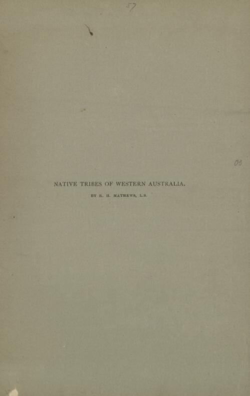 Native tribes of Western Australia / by R.H. Mathews
