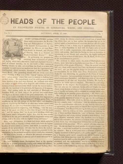Heads of the people : an illustrated journal of literature, whims, and oddities