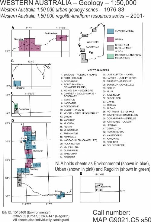 Environmental geology series [cartographic material] / cartography by the Surveys and Mapping Division, Department of Mines, Western Australia