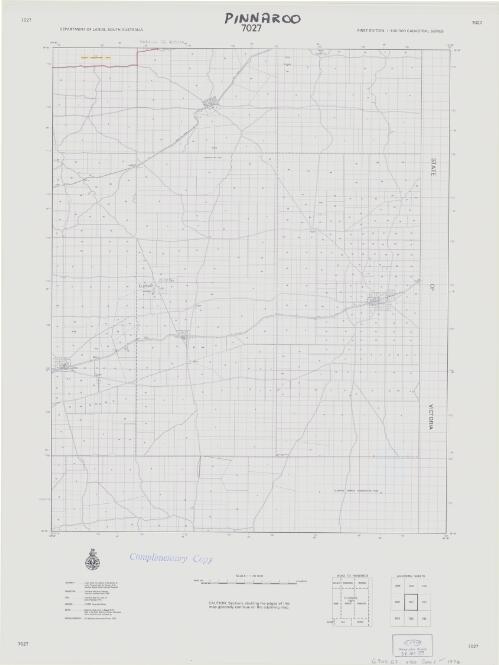 Department of Lands, South Australia 1:100 000 cadastral series : [Pinnaroo] 7027 [cartographic material] / issued under the authority of the Minister of Lands ; prepared under the direction of the Surveyor General
