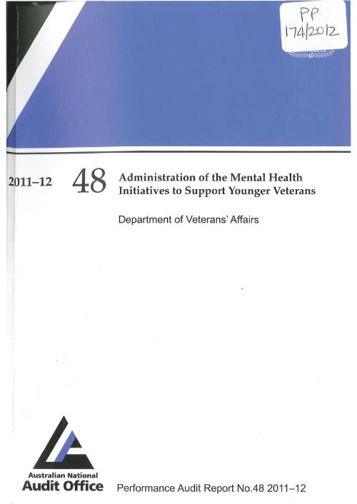 Administration of the mental health initiatives to support younger veterans : Department of Veterans' Affairs / Australian National Audit Office
