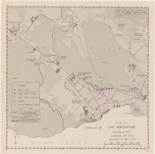 [Lae aerodrome and Malahang aerodrome] ; Lae aerodrome, C.I.U., F-7 [cartographic material] / compilation, C.I.U., D. of I., Allied Air Forces, S.W.P.A