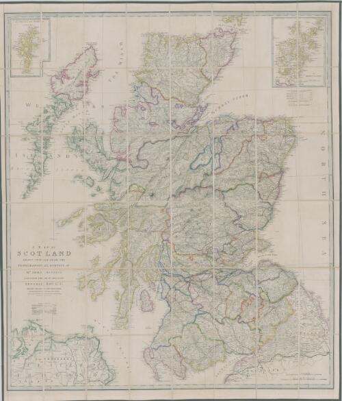 A map of Scotland : drawn chiefly from the topographical surveys of Mr. John Ainslie and from those of the late General Roy &c. &c. shewing the great and cross roads, and the distances between the towns