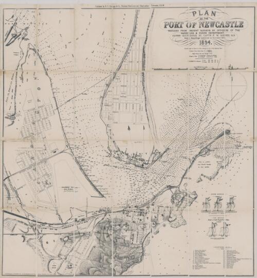 Plan of the Port of Newcastle / reduced from recent surveys by officers of the Harbours & Rivers Department ; outer soundings by Captn. F.W. Sidney, R.N