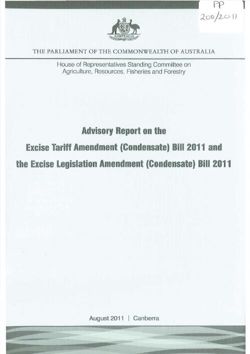 Advisory report on the Excise Tariff Amendment (Condensate) Bill 2011 and the Excise Legislation Amendment (Condensate) Bill 2011